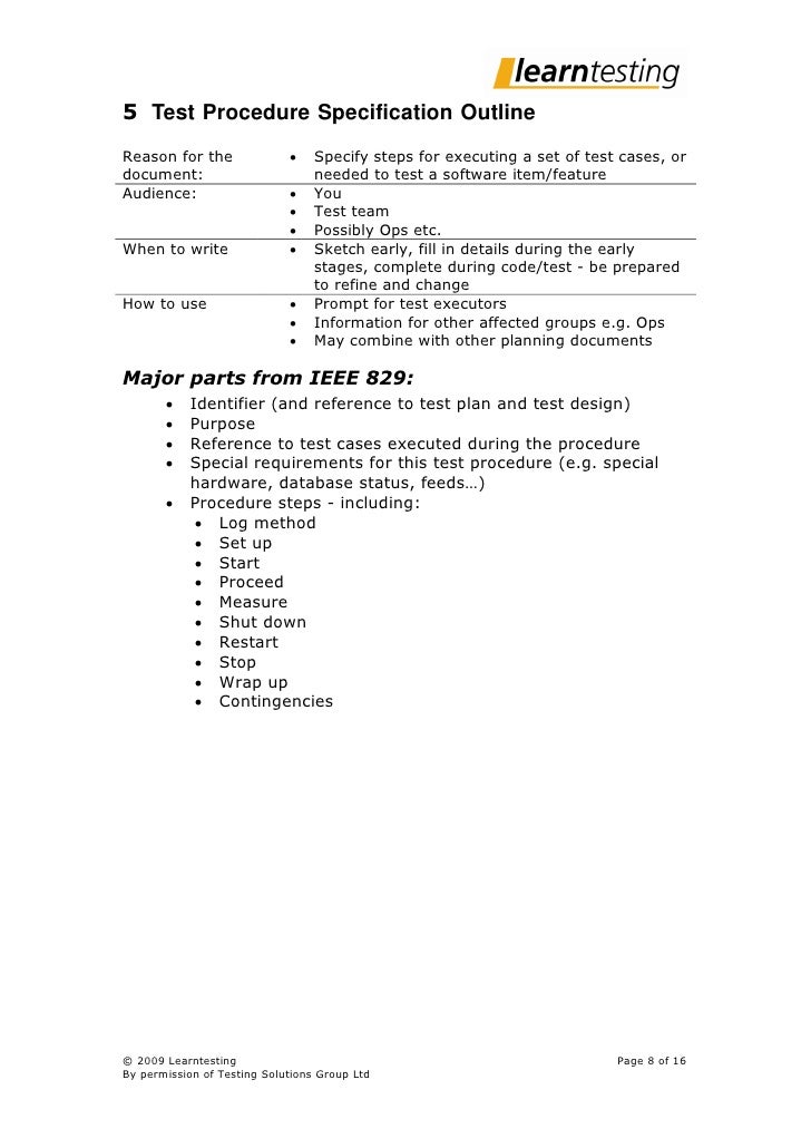 Ieee 829 Test Documentation Test Documentation Based On Ieee829 155261