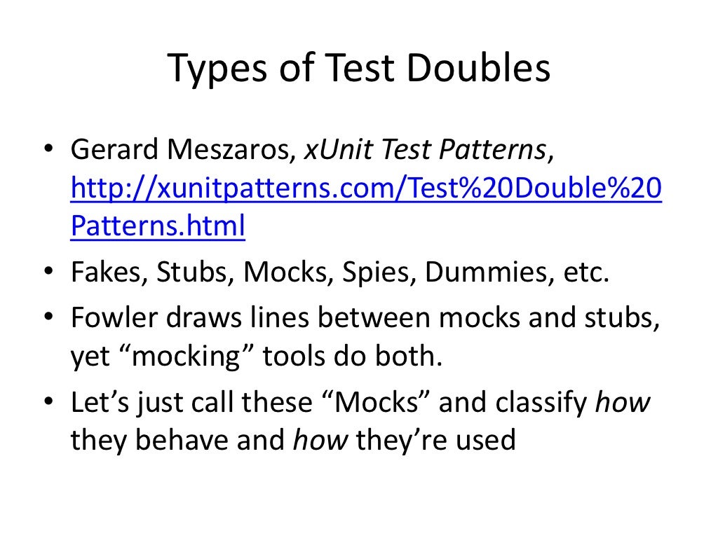 Types of test doubles