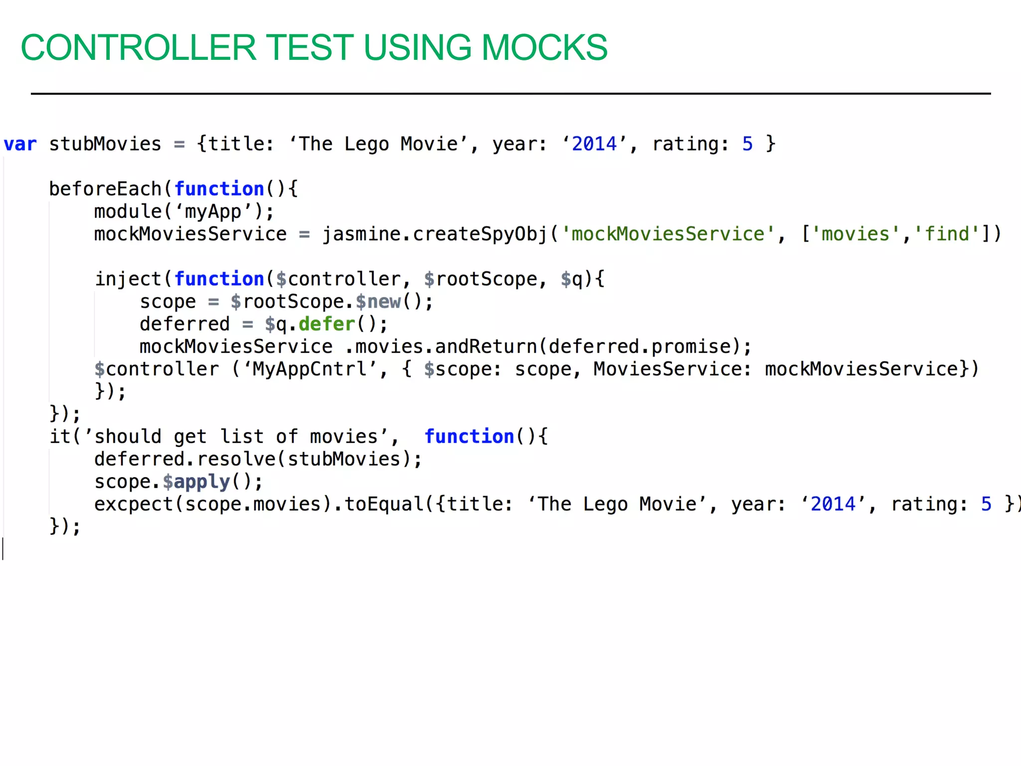 CONTROLLER TEST USING MOCKS
 