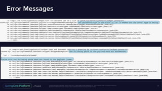 Unless otherwise indicated, these slides are © 2013-2016 Pivotal Software, Inc. and licensed under a Creative Commons
Attribution-NonCommercial license: http://creativecommons.org/licenses/by-nc/3.0/
Error Messages
71
 