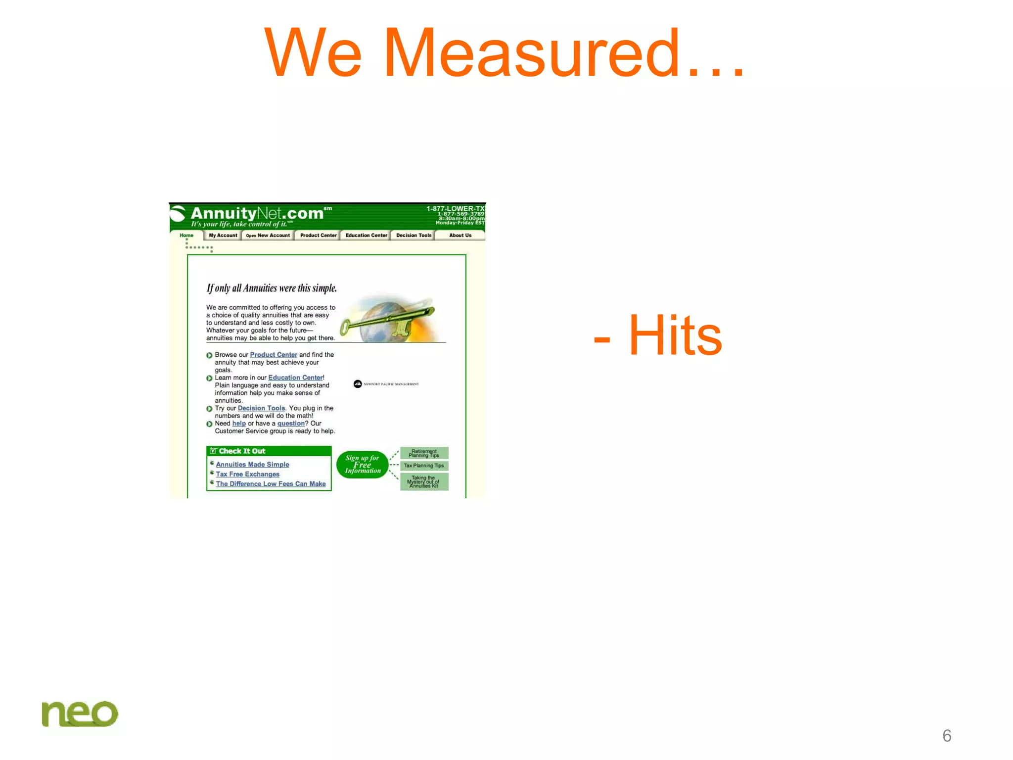 6
- Hits
We Measured…
 