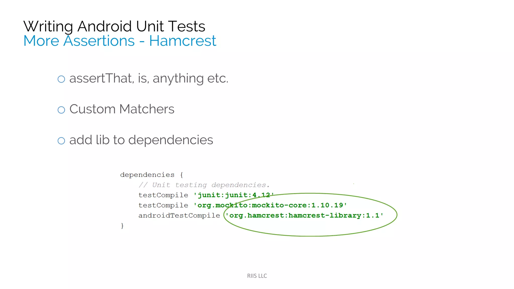 dependencies {
// Unit testing dependencies.
testCompile 'junit:junit:4.12'
testCompile "org.robolectric:robolectric:3.0"
}
@RunWith(RobolectricGradleTestRunner.class)
@Config(constants = BuildConfig.class, sdk = 21, manifest = "src/main/AndroidManifest.xml")
public class RobolectricUnitTest {
@Test
public void shouldHaveHappySmiles() throws Exception {
String hello = new MainActivity().getResources().getString(R.string.hello_world);
assertThat(hello, equalTo("Hello world!"));
}
}
 