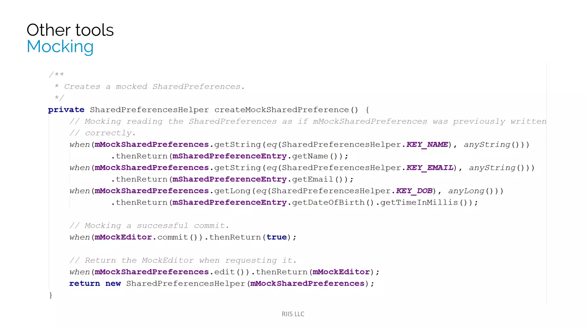 @RunWith(MockitoJUnitRunner.class)
public class TowerRetrieverTest {
private static final String SUCCESS_STRING = "success";
@Test
public void towerRetrievalTest()
{
// Use Mockito to initialize the WebService
TowerRetriever towerRetriever = Mockito.mock(TowerRetriever.class);
// Use Mockito to declare the return value as SUCCESS_STRING
Mockito.when(towerRetriever.send("0", "0", "0")).thenReturn(SUCCESS_STRING);
// Test
Assert.assertEquals(SUCCESS_STRING, towerRetriever.send("0", "0", "0"));
}
}
 