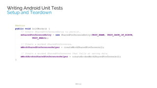 TOOLS OF THE TRADETOOLS OF THE TRADE
Hamcrest
Mockito
Robolectic
Jenkins
 