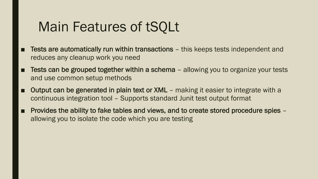 Test Driven Development with Sql Server | PPT