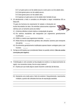 Teste 2º PeríOdo Hereditariedade