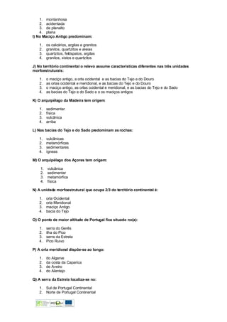 Ficha de Trabalho - Relevo