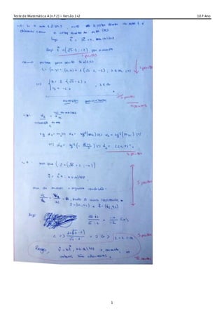Teste de Matemática A (n.º 2) – Versão 1+2 10.º Ano
1
 
