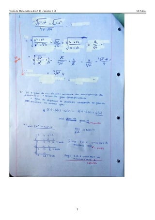 Teste de Matemática A (n.º 2) – Versão 1 +2 10.º Ano
2
 