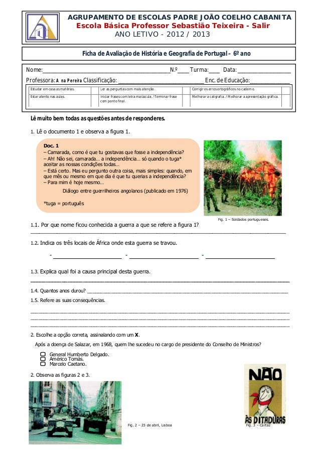 Lê muito bem todas as questões antes de responderes.1. Lê o documento 1 e observa a figura 1.Fig. 1 – Soldados portugueses...