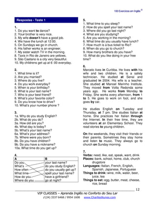 Teste de ingles com gabarito | PDF