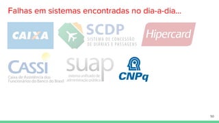 Falhas em sistemas encontradas no dia-a-dia...
50
 