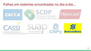 Falhas em sistemas encontradas no dia-a-dia...
52
 