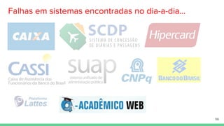 Falhas em sistemas encontradas no dia-a-dia...
56
 