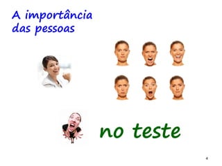 4 4
A importância
das pessoas
no teste
 