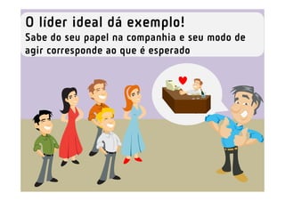 O líder ideal dá exemplo!
Sabe do seu papel na companhia e seu modo de
agir corresponde ao que é esperado
 