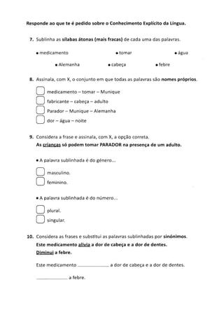 Teste intermédio de língua portuguesa 1