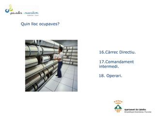 Quin lloc ocupaves?
16.Càrrec Directiu.
17.Comandament
intermedi.
18. Operari.
 