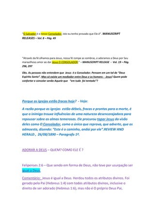 Ninguém se iluda, porém, imaginando que Jan Paulsen seja unitariano. Embora 
conheça a verdade e apresente nos trechos mostrados acima e outros, há pontos 
do livro em que, como se fosse um político tucano brasileiro, mantém-se sobre o 
muro, expressando também o ponto de vista oficial da igreja. 
De qualquer modo, por essas e outras razões, em lugar de tanta bajulação e pose 
para foto desde a Amazônia, passando pelo Nordeste, até Brasília, onde se reuniu 
com deputados e senadores (Igreja+Estado=Babilônia?) conviria mais interrogá-lo 
acerca de sua fé, até porque, em recente artigo para um número especial da 
Revista Adventista para semana de oração, disse que apenas o Pai e o Filho são 
dignos de adoração. 
Ainda bem que nenhum pastor foi preso por estupro da cunhada desta vez! Da 
última vez, se bem me lembro, enquanto Jan Paulsen pregava na festa dos cem 
anos da CPB, o Correio Braziliense noticiava a prisão do pastor-estuprador. Ainda 
assim, desta vez, tivemos coincidentemente a denúncia de envolvimento pastoral 
 