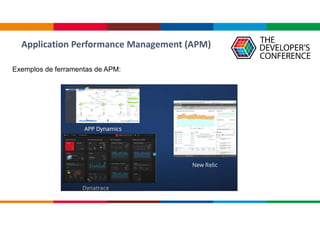 Application Performance Management (APM)
Exemplos de ferramentas de APM:
 