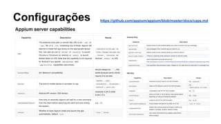 Configurações

https://github.com/appium/appium/blob/master/docs/caps.md

 