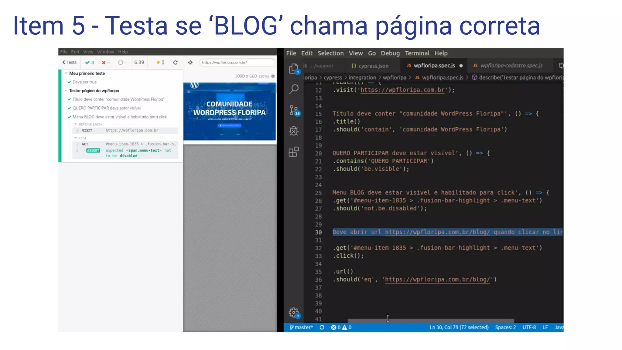 Item 5 - Testa se ‘BLOG’ chama página correta
 
