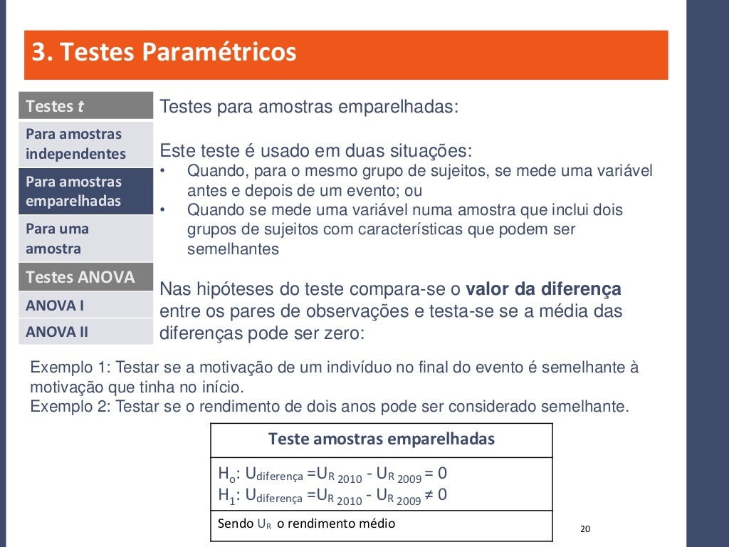 Testes Paramétricos E Não Paramétricos - RETOEDU
