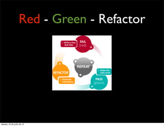 Red - Green - Refactor
sábado, 20 de julho de 13
 