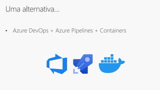 Uma alternativa…
• Azure DevOps + Azure Pipelines + Containers