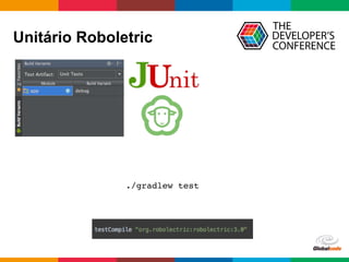 Globalcode	
  –	
  Open4education
Unitário Roboletric
./gradlew test
 