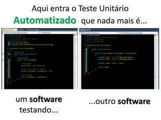 um software
testando...
Aqui entra o Teste de Unidade
Automatizado que nada mais é...
...outro software
 