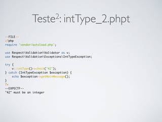 Teste2: intType_2.phpt
--FILE--
<?php
require 'vendor/autoload.php';
use RespectValidationValidator as v;
use RespectValidationExceptionsIntTypeException;
try {
v::intType()->check('42');
} catch (IntTypeException $exception) {
echo $exception->getMainMessage();
}
?>
--EXPECTF--
"42" must be an integer
 
