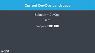 Current DevOps Landscape
Solution = DevOps
BUT
DevOps is TOO BIG
 