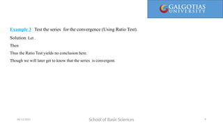 Convergence Test Examples Test for Convergence for matrics and mathss | PPTX
