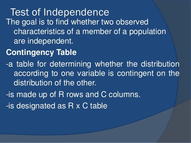 Test for independence