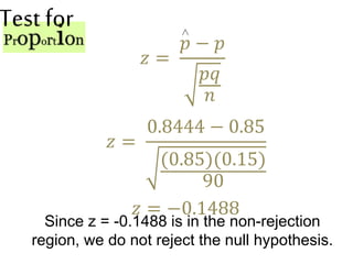 Testing A Proportion Formula Explained Test for proportion | PPTX