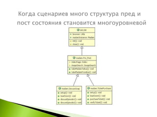 Когда сценариев много структура пред и пост состояния становится многоуровневой 