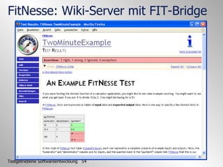 FitNesse: Wiki-Server mit FIT-Bridge 