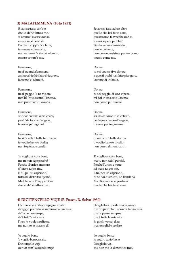 Malafemmena Testo testi di canzoni napoletane classiche Malafemmena Testo testi di canzoni napoletane classiche