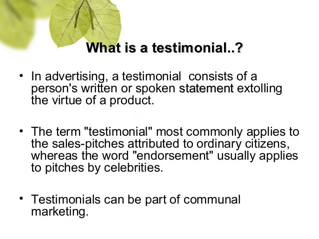 Testimonial advertising