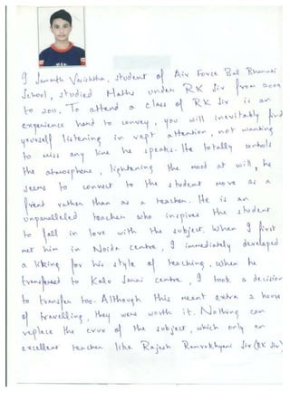 Student Testimonials on RK Sir (Rajesh Ramrakhyani Sir)