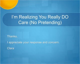 … who solves the problems!
… continued …
You are also taking responsibility for finding these solutions -- really solving
the problems -- as opposed merely to vocalizing some fixes robotically. This
not only says a lot about who you are as an intellectual but who you are as
a person. The more I do this, the more I realize just how important it is to
care, to care GENUINELY, for what the learners are trying to do, and for
what we are trying to do for them.
Thank you for being and doing all those things, Deborah. I've meant every
word I've said; you've earned them.
The Warm and Friendly PhD
 