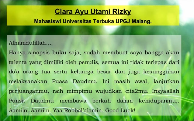 Testimoni Buku DAUDKU KAN KU BAWA SAMPAI MATI