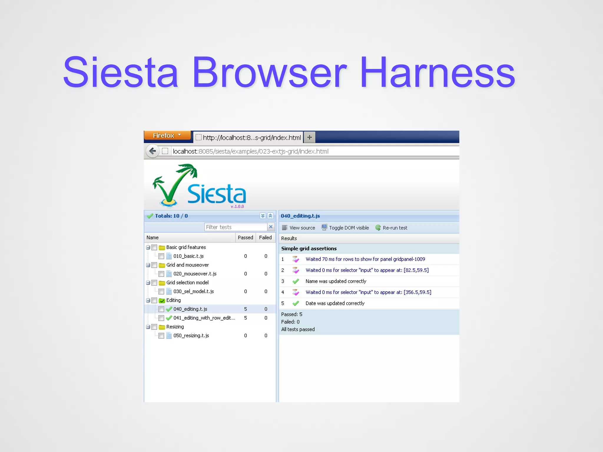 Siesta Browser Harness
 