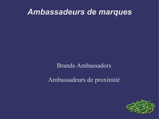 Ambassadeurs de marques Brands Ambassadors Ambassadeurs de proximité 