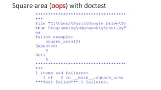 Square area (oops) with doctest
 
