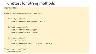 Testing in Python: doctest and unittest | PPT