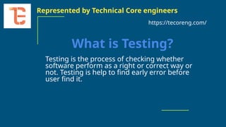 Testing is what and how much Type of Testing | PPTX