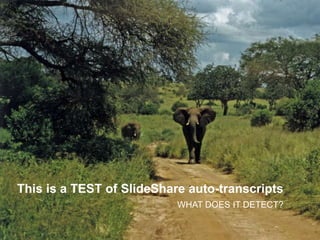This is a TEST of SlideShare auto-transcripts
WHAT DOES IT DETECT?
 