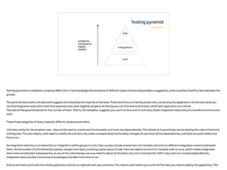 Testing pyramid
e2e
unit
integration
complexity
maintenance
fragility
duration
Testing pyramid is a metaphor coined by Mik...